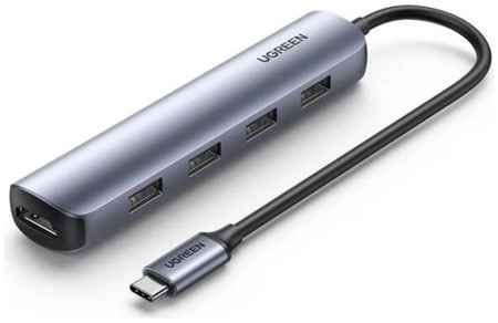 Адаптер UGREEN 20197 USB-C to 4*USB 3.0+HDMI
