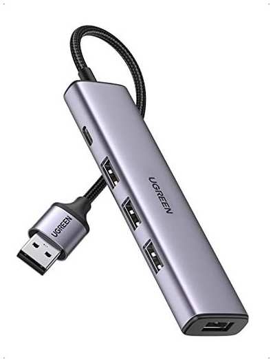 Концентратор UGREEN 20805_ USB 3.0 to 4*USB 3.0, космос