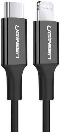 Кабель интерфейсный UGREEN 60751 USB-C to Lightning M/M nickel plating ABS shell, 1 м, черный 969511882