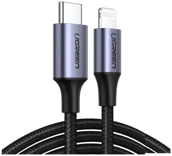 Кабель интерфейсный UGREEN 60759 USB-C to Lightning M/M aluminum shell, 1 м, черный 969511885
