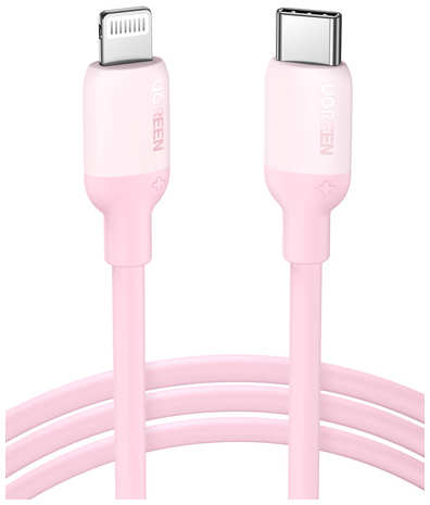Кабель интерфейсный UGREEN 60625 силиконовый USB-C to Lightning, 1 м, розовый 969511888