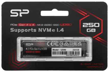 Накопитель SSD M.2 2280 Silicon Power SP250GBP44UD9005 UD90 250GB PCIe Gen4x4 4800/4200MB/s MTBF 1.5M 969513187