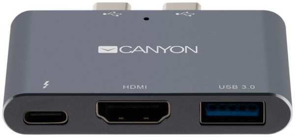 Док-станция Canyon DS-1 CNS-TDS01DG USB-A 3.0, HDMI 4K, Thunderbolt 3, 100W, черно-серый 969515511