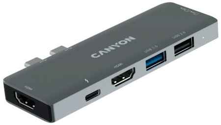 Док-станция Canyon DS-05B USB Type-C, 2*HDMI, USB-A 3.0, USB-A 2.0, TF, SD, серый 969515519