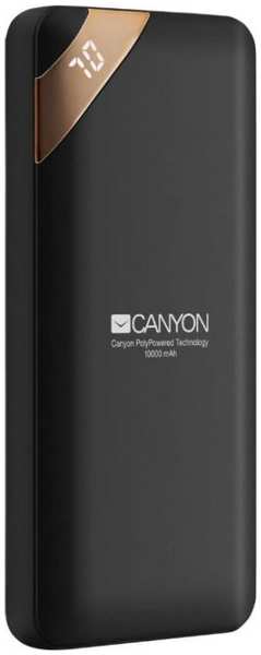 Аккумулятор внешний портативный Canyon PB-102 CNE-CPBP10B 10000mAh, Smart IC, кабель USB 0.25m, Micro/USB-C, 2*USB, black 969515560