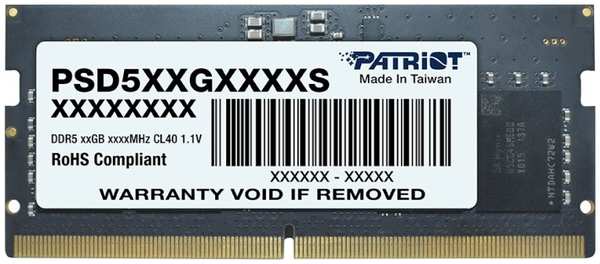 Модуль памяти SODIMM DDR5 16GB Patriot Memory PSD516G480081S PC5-38400 4800MHz CL40 1.1V RTL 969517153