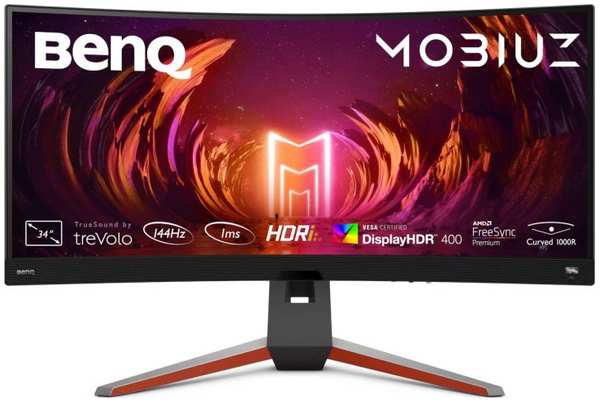 Монитор 34″ BenQ EX3410R 3440x1440 VA, curved, 144 Гц, 350cd/m2, H178°/V178°, 3000:1, 20M:1, 16,7 млн. цветов, 2ms, VGA, 2*HDMI, DP, USB-Hub, Height a 969520871