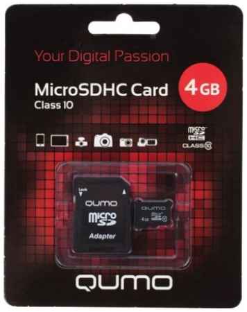 Карта памяти 4GB Qumo QM4GMICSDHC10 MicroSDHC Class 10, SD adapter