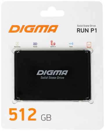 Накопитель SSD 2.5'' Digma DGSR2512GP13T Run P1 512GB SATA 6Gb/s 3D TLC 500/400MB/s MTBF 2M TBW 250