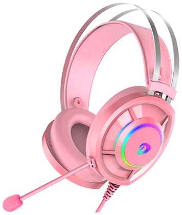 Гарнитура Dareu EH469 Pink игровая розовая, пара кошачьих ушек в комплекте, подсветка RGB, подключение USB, длина кабеля 2.4м 969533156