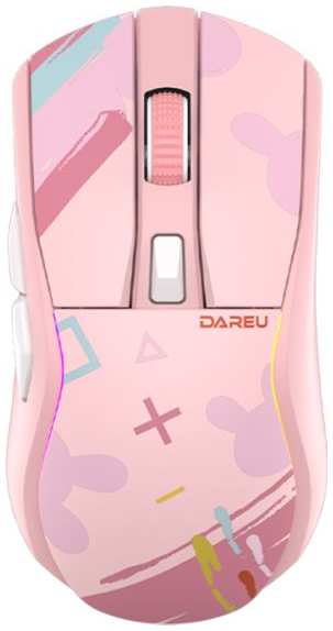 Мышь Wireless Dareu A950 Pink игровая розовый, DPI 400/800/1600/3200/6400/12000, подключение Tri-mode: проводное+2.4GHz+BT, зарядная станция, подсветк 969533194