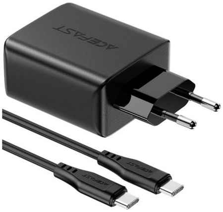 Зарядное устройство сетевое ACEFAST A13 трехпортовое, 65W, USB Type-C/USB Type-C/USB Type-A, кабель USB Type-C 1.2 м, чёрное