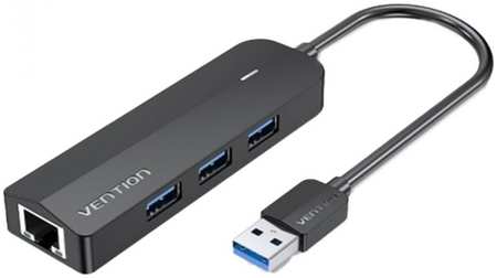 Концентратор Vention CHNBB OTG USB 3.0 на 3 порта/Gigabit Ethernet черный - 0.15м 969536901