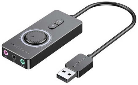 Звуковая карта USB 2.0 Vention CDRBB c регулятором громкости, черная 969536956