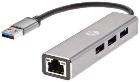 Концентратор VCOM DH312A USB 3.0-RJ-45 1000Mb/s, 3*USB 3.0, aluminum shell, 0.2м