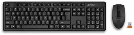 Клавиатура и мышь Wireless A4Tech 3330N клав:черная, мышь:черная, USB, Multimedia 1599046 969542421