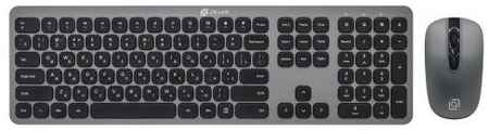 Клавиатура и мышь Oklick 300M клав:серая, мышь:/ USB беспроводная slim