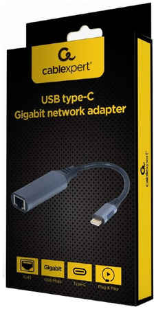 Адаптер Cablexpert A-USB3C-LAN-01 USB-C (вилка) в гигабитную сеть Ethernet (розетка) 969545906