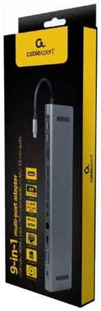 Концентратор Cablexpert A-CM-COMBO9-01 USB-C (вилка) 8-в-1 (хаб USB 3.0+HDMI+VGA+PD+кардридер+LAN+аудио 3.5мм) 969545908
