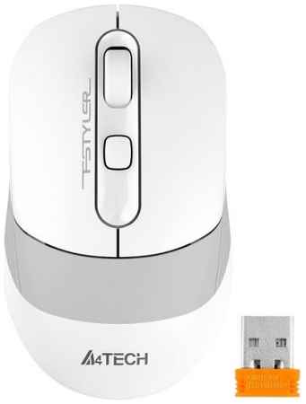 Мышь Wireless A4Tech Fstyler FB10C белый/серый оптическая (2400dpi) BT/Radio USB (4but) 1583792 969547602