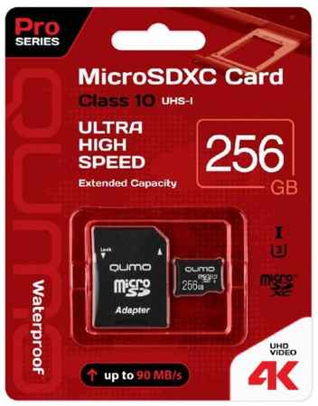 Карта памяти MicroSDXC 256GB Qumo QM256GMICSDXC10U3 Class 10 Pro UHS-I U3, SD адаптер 969548214