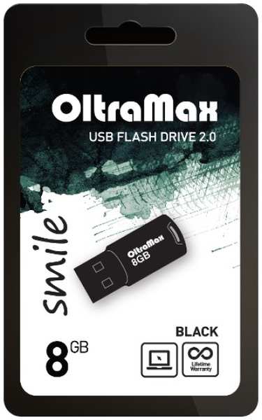 Накопитель USB 2.0 8GB OltraMax OM 008GB Smile B Smile B, чёрный 969548750