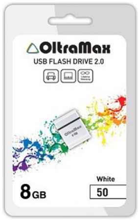 Накопитель USB 2.0 8GB OltraMax OM008GB-mini-50-W 50, белый 969548792