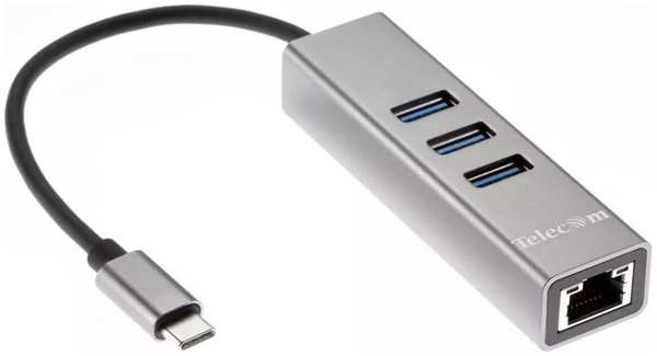 Адаптер сетевой Telecom TA311C USB 3.1 Type-C/RJ-45 1000Mbps/3*USB3.0, Aluminum Shell, 0.2m 969549854