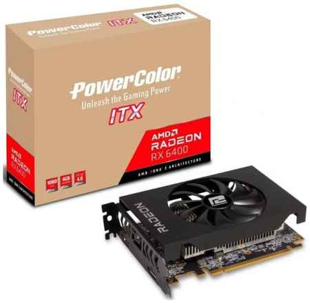 Видеокарта PCI-E PowerColor Radeon RX 6400 (AXRX 6400 4GBD6-DH) 4GB GDDR6 64bit 6nm 1923/16000MHz HDMI/DP
