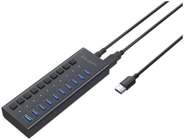 Концентратор Harper HUB-10MB Black 10*USB 3.2, USB 3.0 / Type-C, до 5 Гб/с 969550957