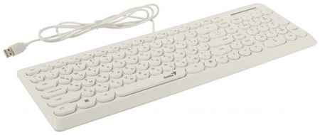 Клавиатура проводная Genius SlimStar Q200 31310020412 белая, мультимедийная, USB, 12 мультимидийных круглых клавиш, кабель 1.5 м