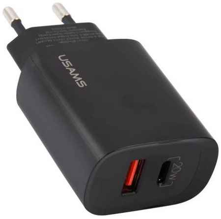 Зарядное устройство сетевое Usams US-CC121 T35 УТ000024257 USB QC3.0+PD3.0 20W Fast Charger, черное (CC121TC02) 969566633