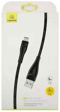 Кабель интерфейсный Usams SJ399 УТ000021066 USB/micro USB, 3м, нейлоновая оплетка, черный (SJ399USB01) 969566724