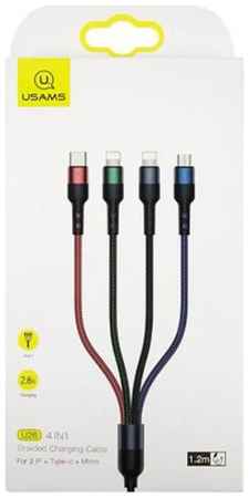 Кабель интерфейсный Usams US-SJ317 УТ000020308 4 в 1, USB/Type-C, micro USB, 2*Lightning, черный (SJ317USB01)