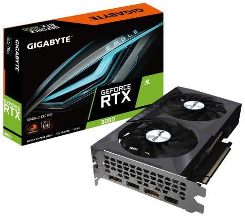 Видеокарта PCI-E GIGABYTE GeForce RTX 3050 EAGLE OC (GV-N3050EAGLE OC-8GD) 8GB GDDR6 128bit 8nm 1552/14000MHz 2*HDMI/2*DP