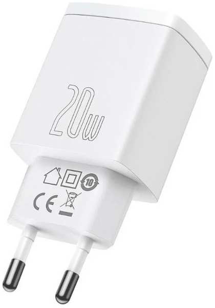 Зарядное устройство сетевое Baseus CCXJ-B02 Compact Quick Charger USB-A, USB-C 20W White 969567352