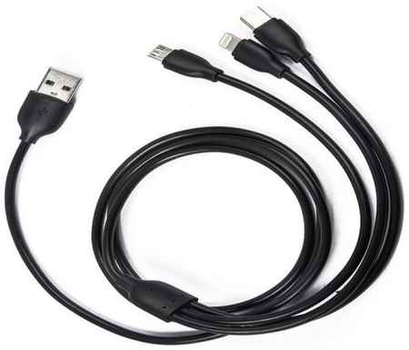 Кабель интерфейсный mObility УТ000022586 USB/microUSB+Lightning+Type-C, 2A, черный 969568674