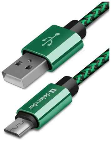 Кабель интерфейсный Defender USB08-03T USB/micro-USB, 1м, оплётка, зелёный 969572438