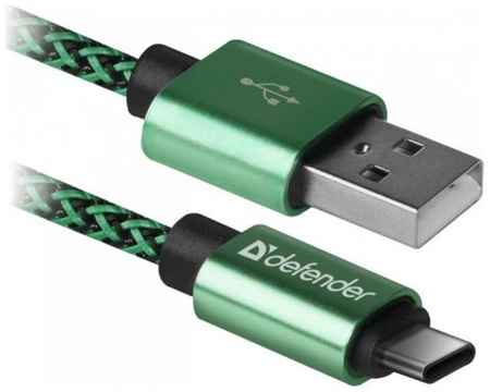 Кабель интерфейсный Defender USB09-03T USB/type-C, 1м, оплётка, зелёный GREEN 969572454