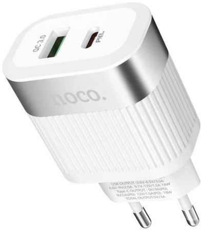 Зарядное устройство сетевое Hoco C58A УТ000024207 USB+Type-C, PD20W+QC3.0, белое 969574733