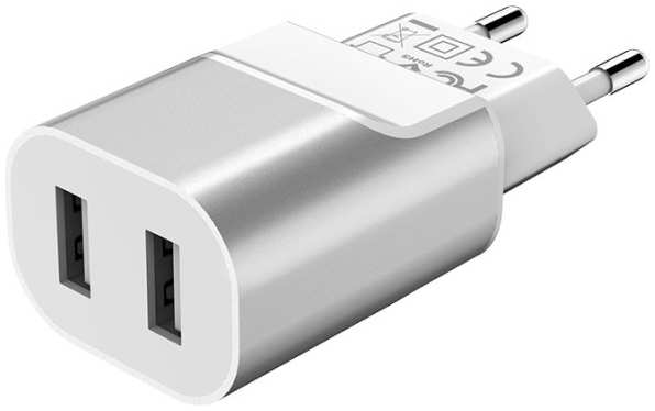 Зарядное устройство сетевое Hoco C47A Metal УТ000023098 2*USB, серебристое