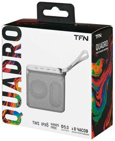 Портативная акустика TFN Quadro TFN-BS03-01GR 3Вт, BT, 1500 мАч, серый 969582559