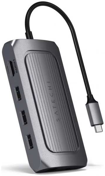 Разветвитель Satechi ST-U4MA3M USB Type-C/HDMI, 3*USB, USB Type-C, mini Jack, SD, micro SD, PD, серый 969589430