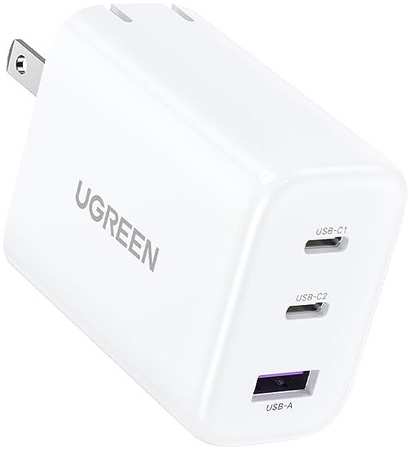 Зарядное устройство сетевое UGREEN CD275 90496 65W, 2*USB Type-C, USB Type-А, белое