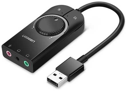 Звуковая карта USB 2.0 UGREEN CM129 40964_ внешняя, стерео, кабель 15см, цвет: