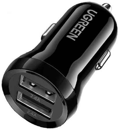 Зарядное устройство автомобильное UGREEN ED018 50875_ dual USB Type-A, цвет: черный 969594089