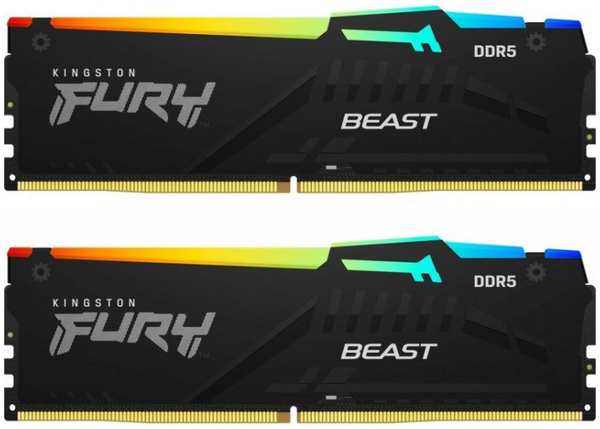 Модуль памяти DDR5 64GB (2*32GB) Kingston FURY KF548C38BBAK2-64 Beast RGB 4800MHz CL38 2RX8 1.1V 16G