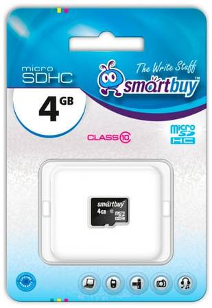 Карта памяти MicroSDHC 4GB SmartBuy SB4GBSDCL10-00 class 10 (без адаптеров) 969638205