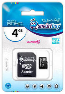Карта памяти MicroSDHC 4GB SmartBuy SB4GBSDCL10-01 class 10 (SD адаптер) 969638294