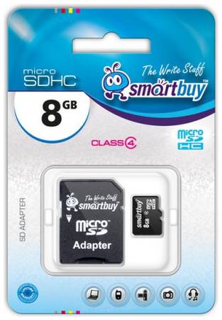 Карта памяти 8GB SmartBuy SB8GBSDCL4-01 MicroSDHC Сlass 4 (SD адаптер) 969741321